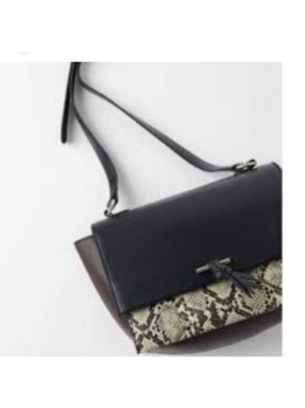 ZARA | Snakeskin leather shoulder bag black burgundy red